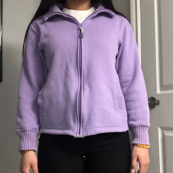 CURVES collared zip up purple hoodie (size S) - Picture 2 of 7